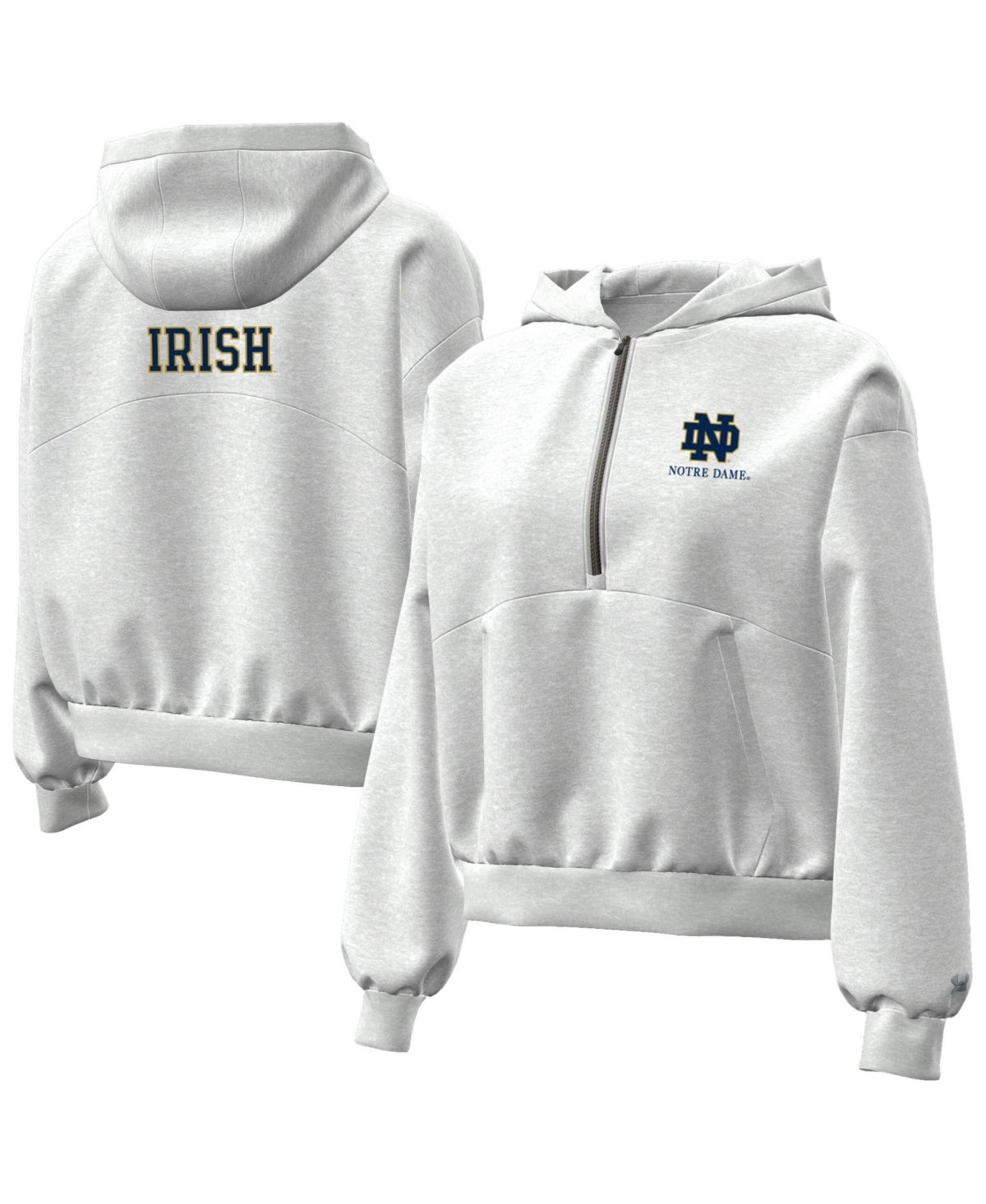 Under Armour Women's Heather Gray Notre Dame Fighting Irish Icon Fleece Half-Zip Hoodie
