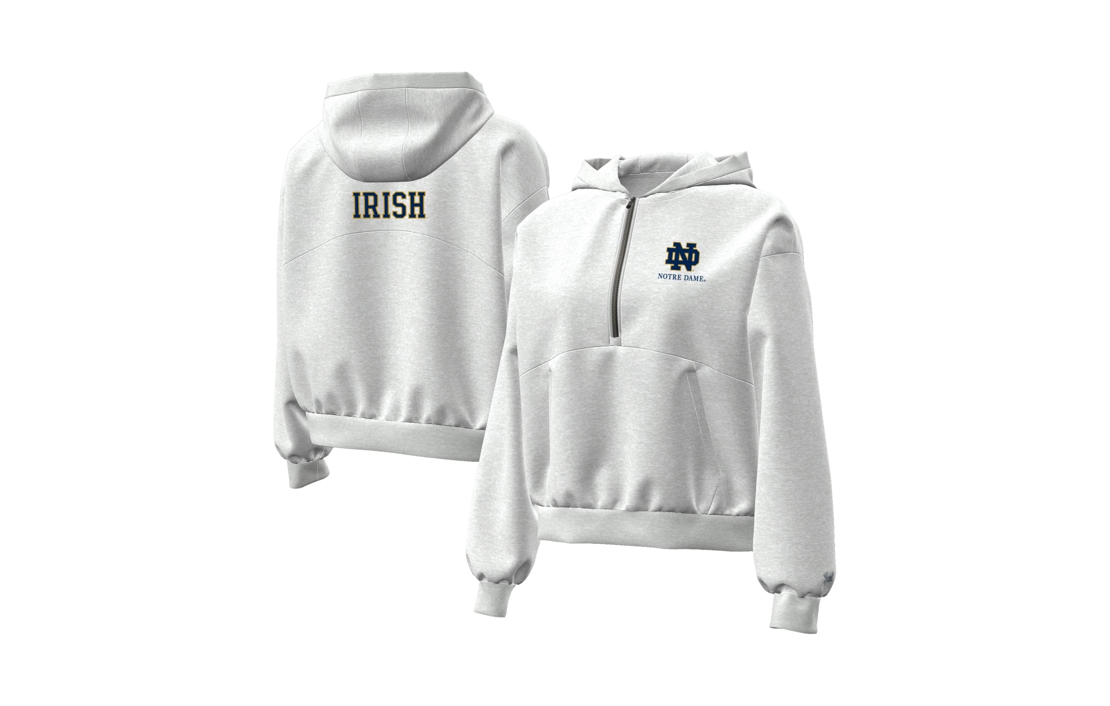 Under Armour Women's Heather Gray Notre Dame Fighting Irish Icon Fleece Half-Zip Hoodie