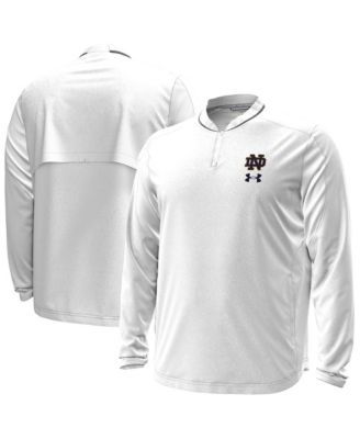 Men's White Notre Dame Fighting Irish 2026 Sideline Motivate Woven Quarter-Zip Long-Sleeves Pullover