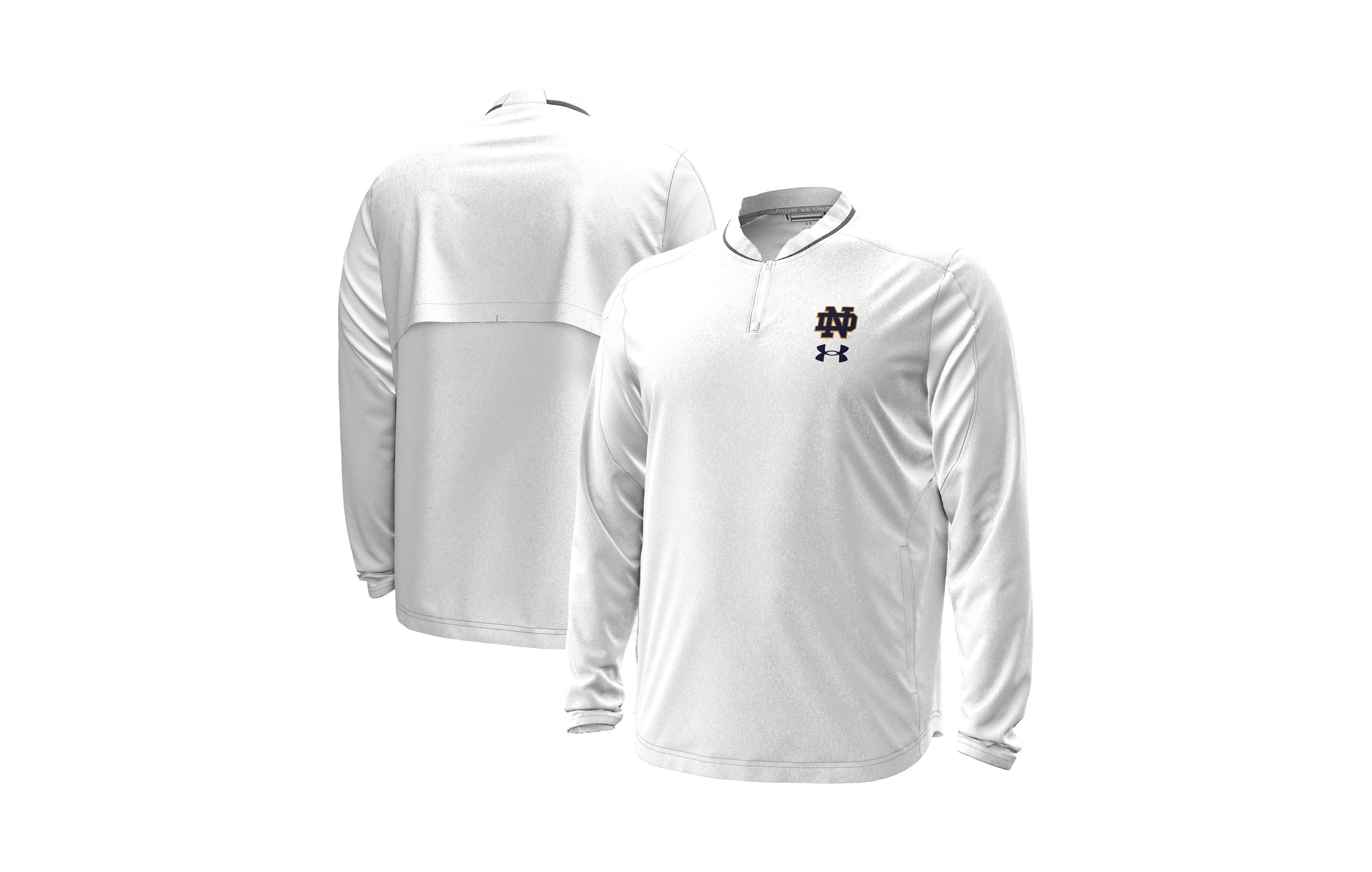 Under Armour Men's White Notre Dame Fighting Irish 2026 Sideline Motivate Woven Quarter-Zip Long-Sleeves Pullover