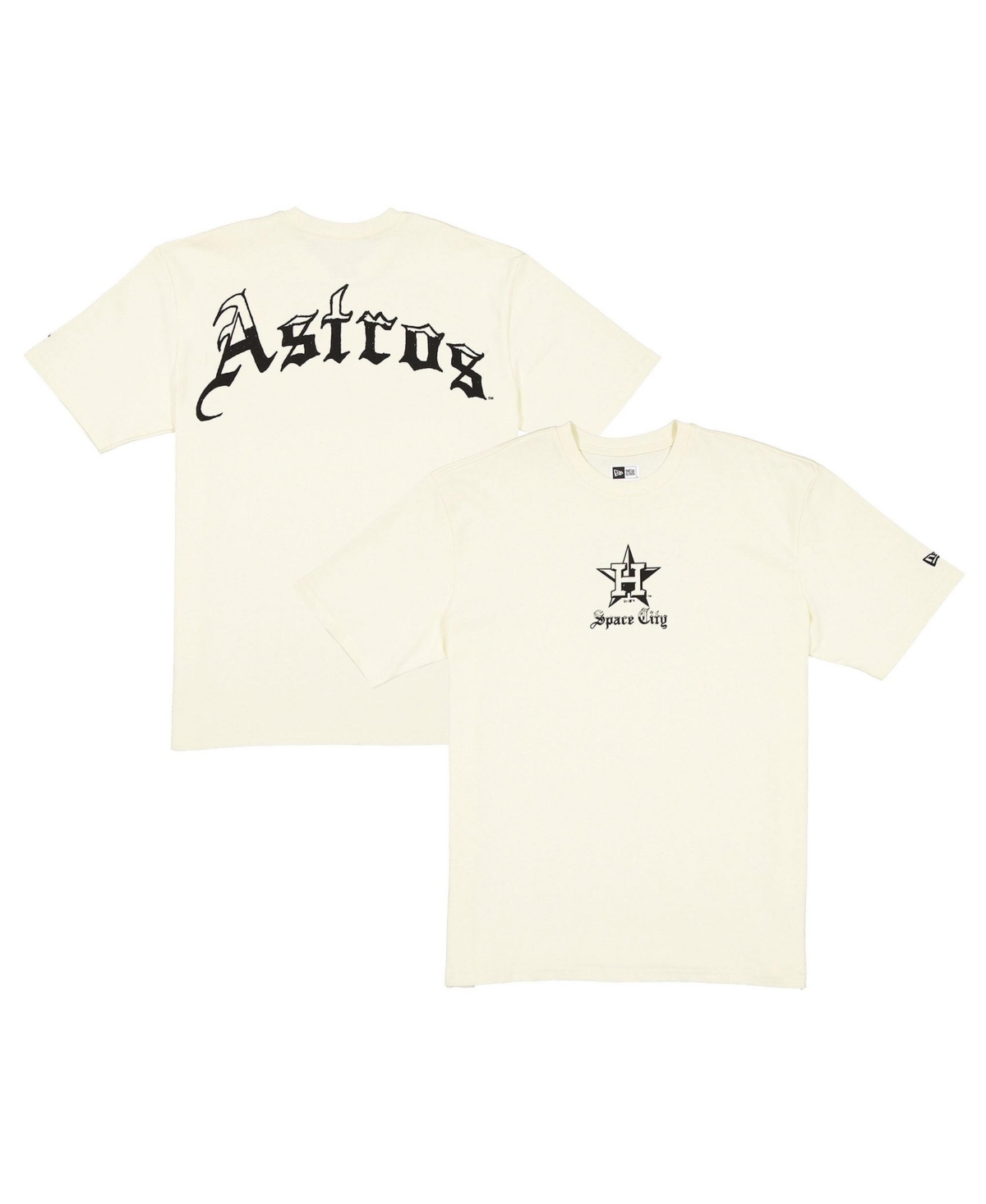 New Era Men's Cream Houston Astros Heritage Gothic Lettering T-Shirt - Cream