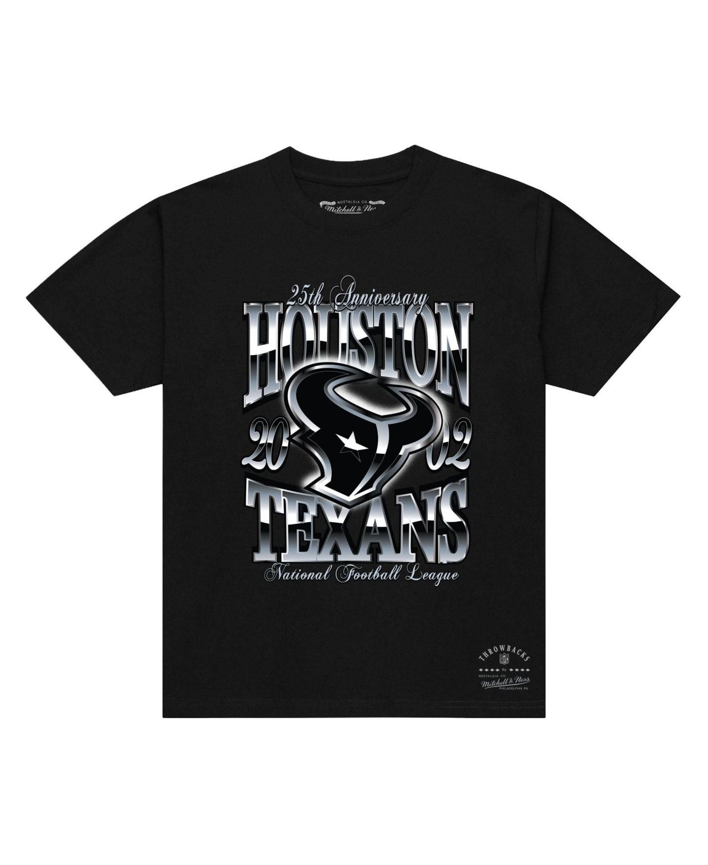 Мужская футболка Mitchell & Ness Black Houston Texans 25th Anniversary Chrome Out — фото 2