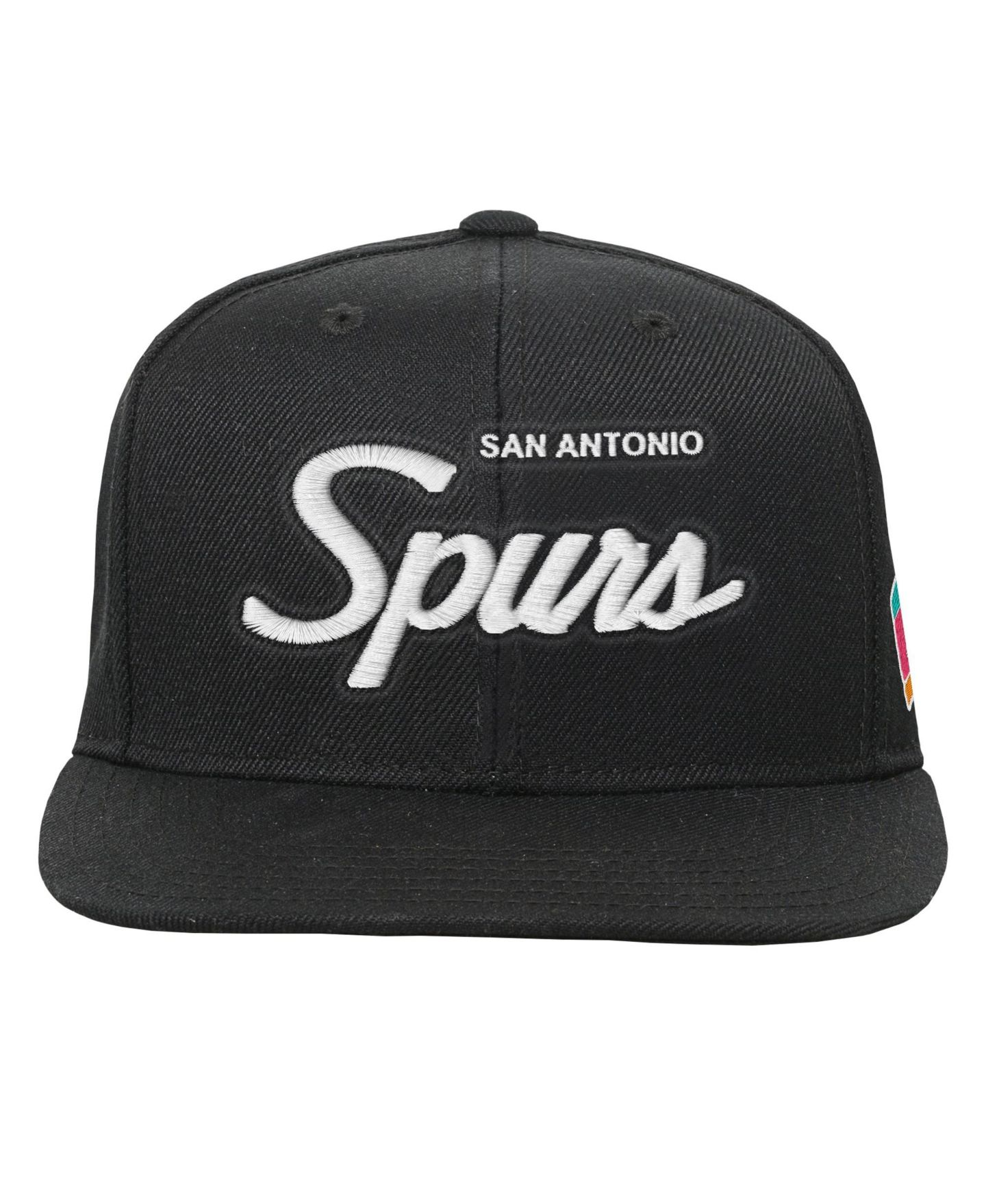 Детская кепка Mitchell & Ness Black San Antonio Spurs Head Coach Flat Brim Snapback Hat — фото 2