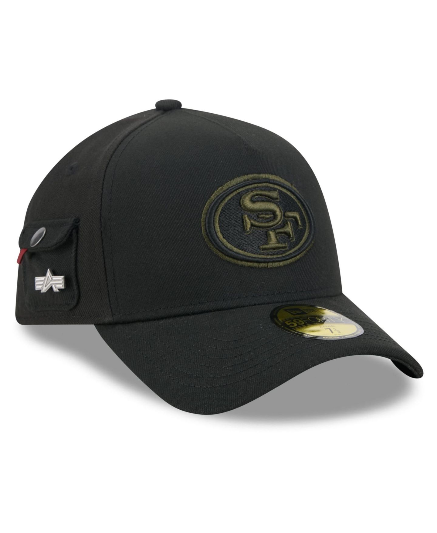 Мужская кепка New Era X Alpha Industries Black San Francisco 49ers A-Frame 59FORTY Fitted Hat — фото 3
