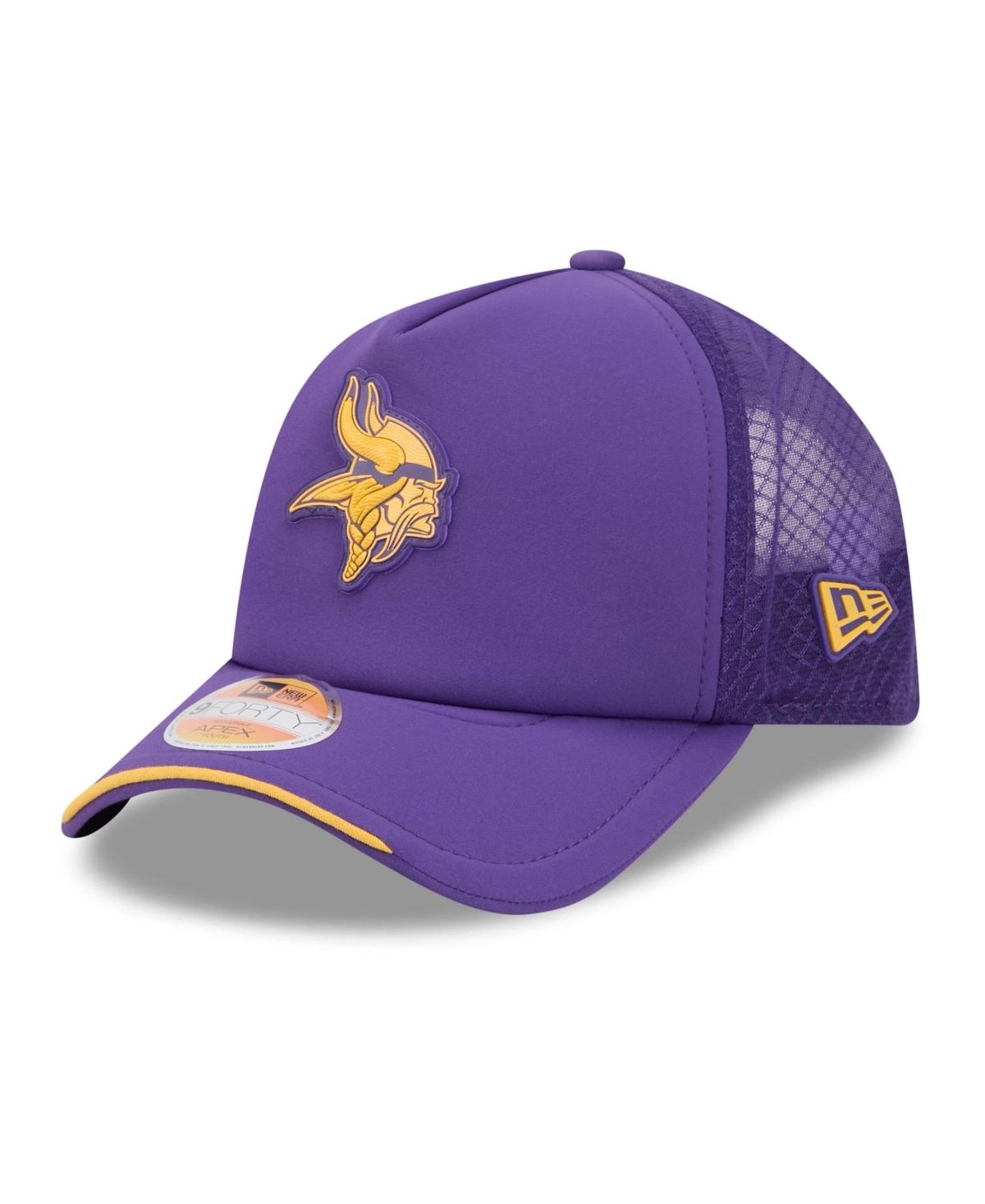 New Era Big Boys' and Girls' Purple Minnesota Vikings 2026 Sideline Apex 9FORTY Adjustable Trucker Hat - Purple