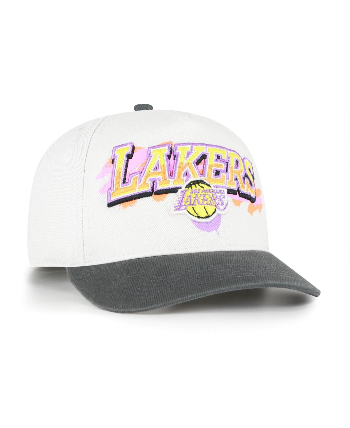 Мужская кепка '47 Brand Cream/Black Los Angeles Lakers City Paint Hitch Adjustable Hat — фото 2