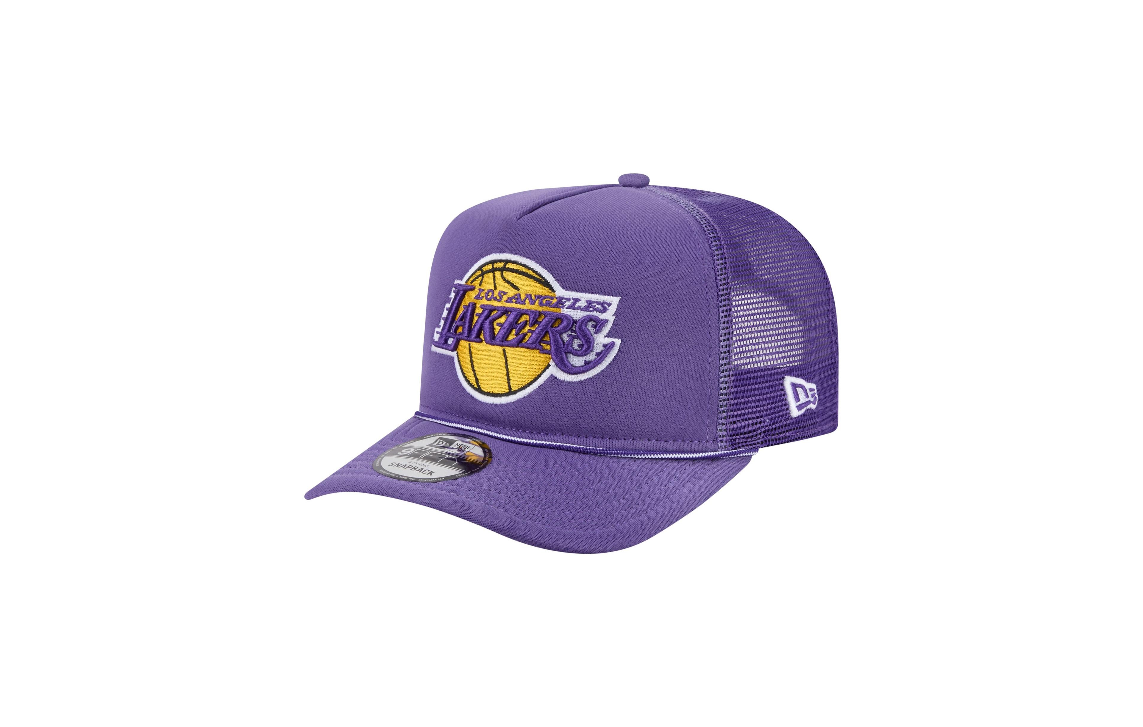 New Era Men's Purple Los Angeles Lakers Faded Foam Front 9FIFTY A-Frame Adjustable Trucker Hat