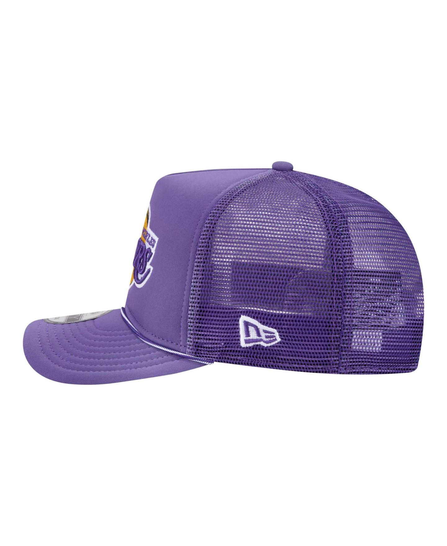 Мужская кепка New Era Purple Los Angeles Lakers Faded Foam Front 9FIFTY A-Frame Adjustable Trucker Hat — фото 7