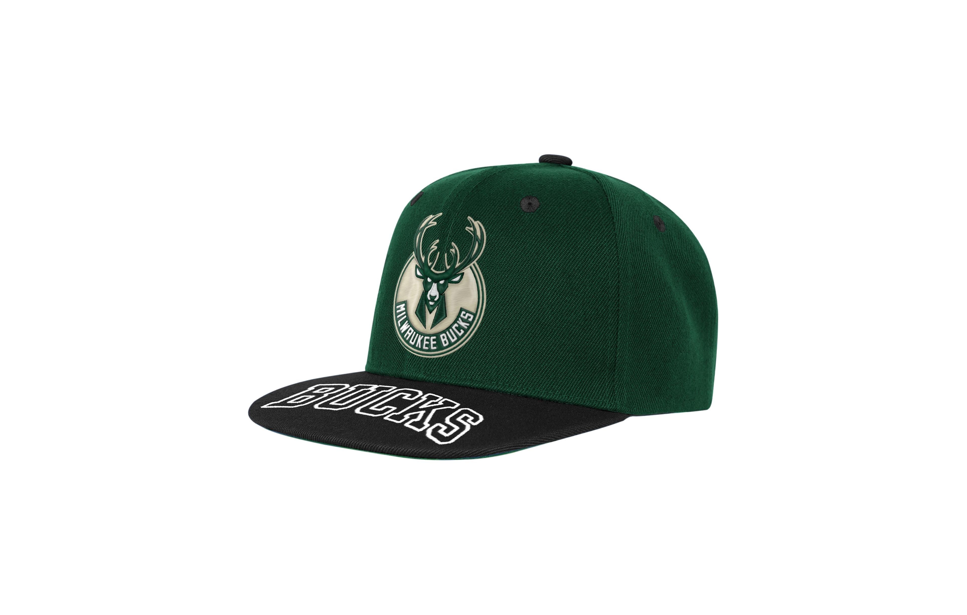 Outerstuff Big Boys' and Girls' Hunter Green/Black Milwaukee Bucks Two-Tone Snapback Hat