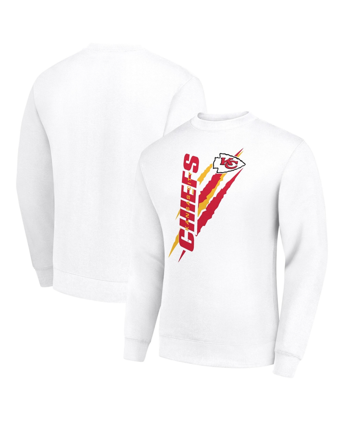 Starter Men's White Kansas City Chiefs Color Scratch Team Graphic Fleece Pullover Sweatshirt
