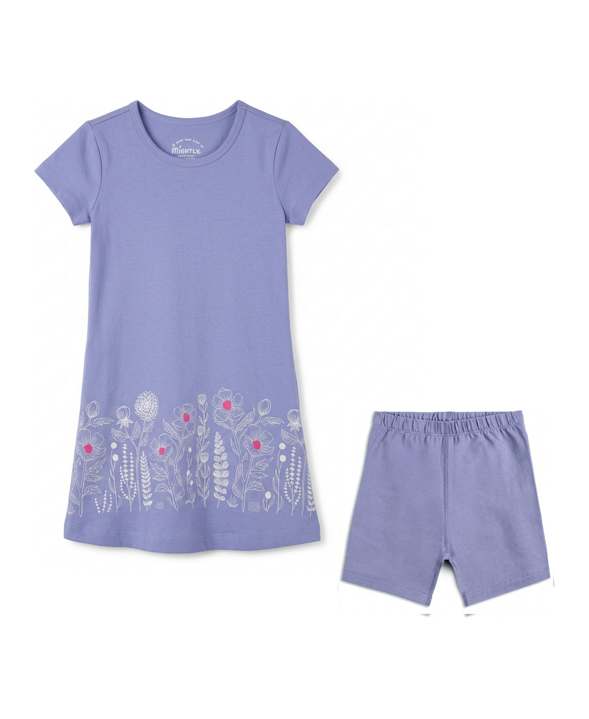 Mightly Girls Toddler 2T- 4TCotton Short Sleeve T-Shirt Dress and Biker 2-piece Set
