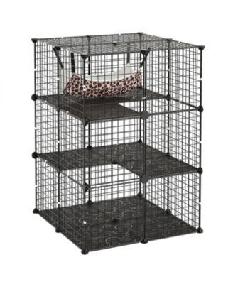 3-Tier Cat Playpen Indoor Enclosure with Hammock and Locking Door