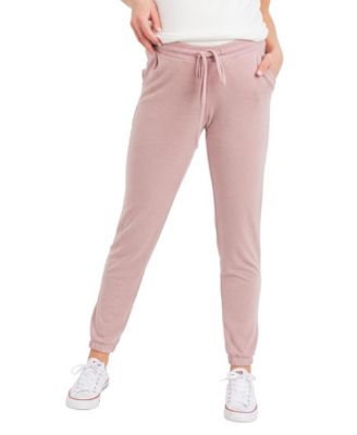 Maternity Two-Tone Brushed-Terry Full-Belly Jogger Pants