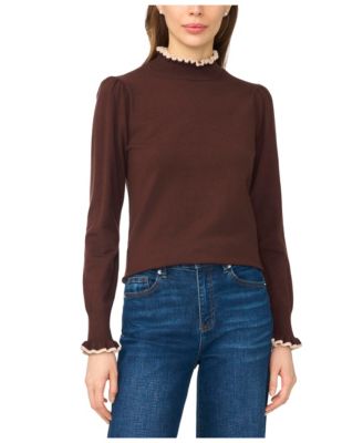 Women's Ruffle Edge Long Sleeve Sweater