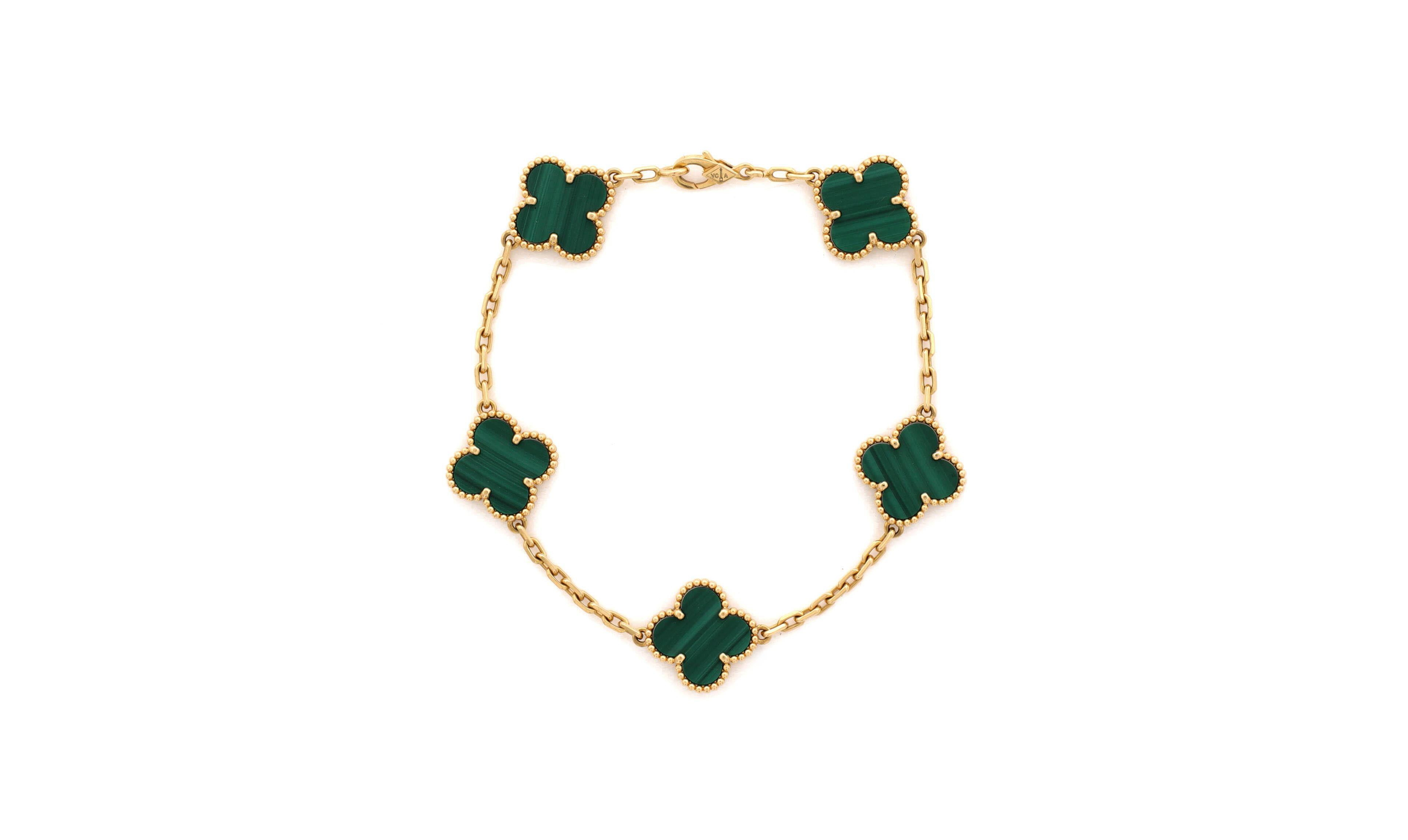Pre-Owned Van Cleef & Arpels Vintage Alhambra 5 Motifs Bracelet in 18K Yellow Gold