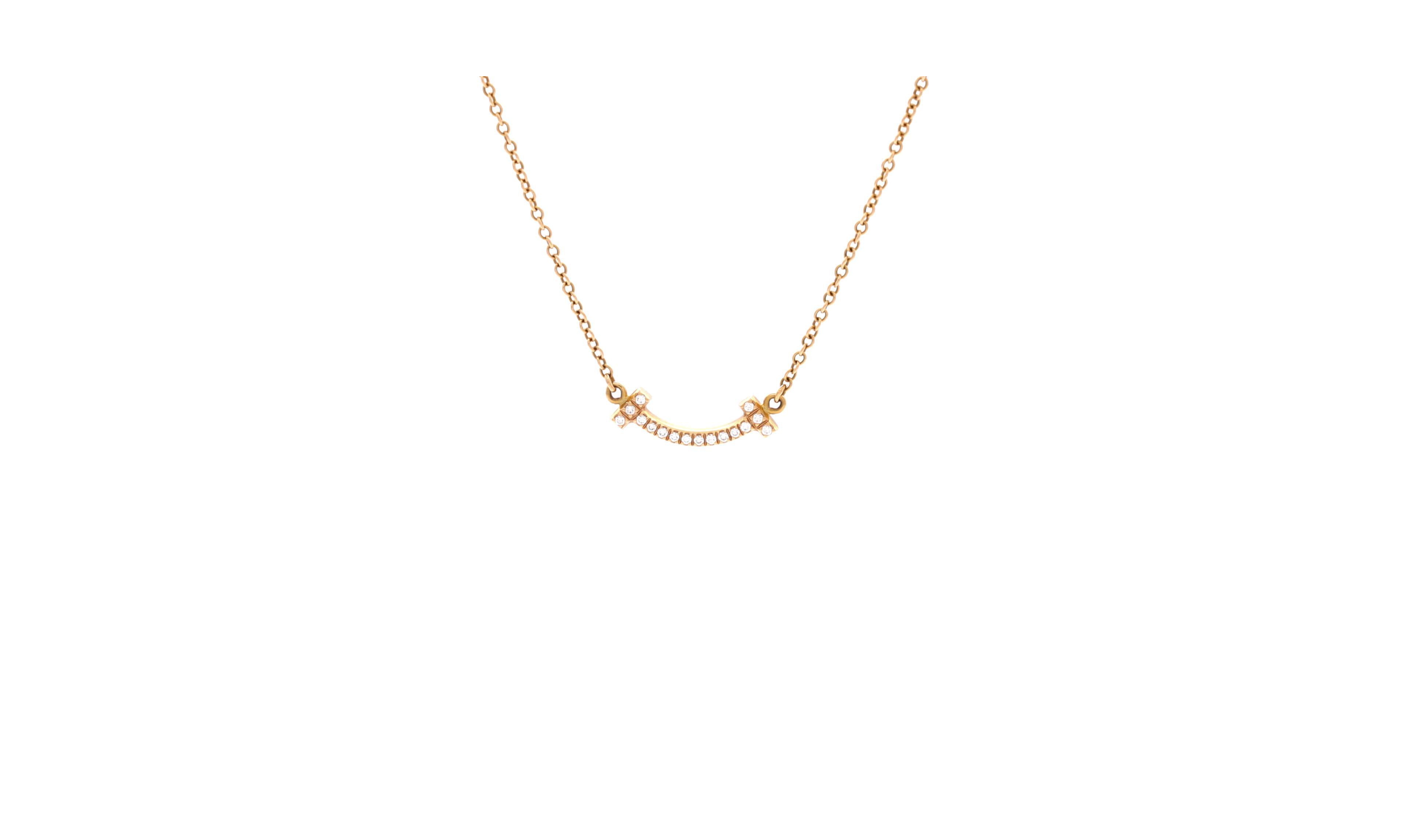 Pre-Owned Tiffany and Co T Smile Pendant Necklace