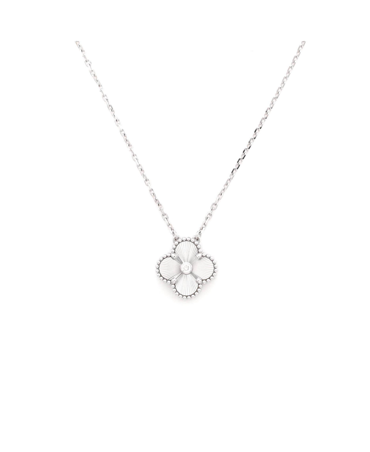 Pre-Owned Van Cleef and Arpels Vintage Alhambra Pendant Necklace - 18k white gold