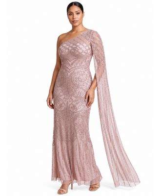 Women's One Sleeve Beaded Gown