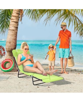Folding Lounge Chairs / beach chair, Green,Steel, Mesh Fabric Construction