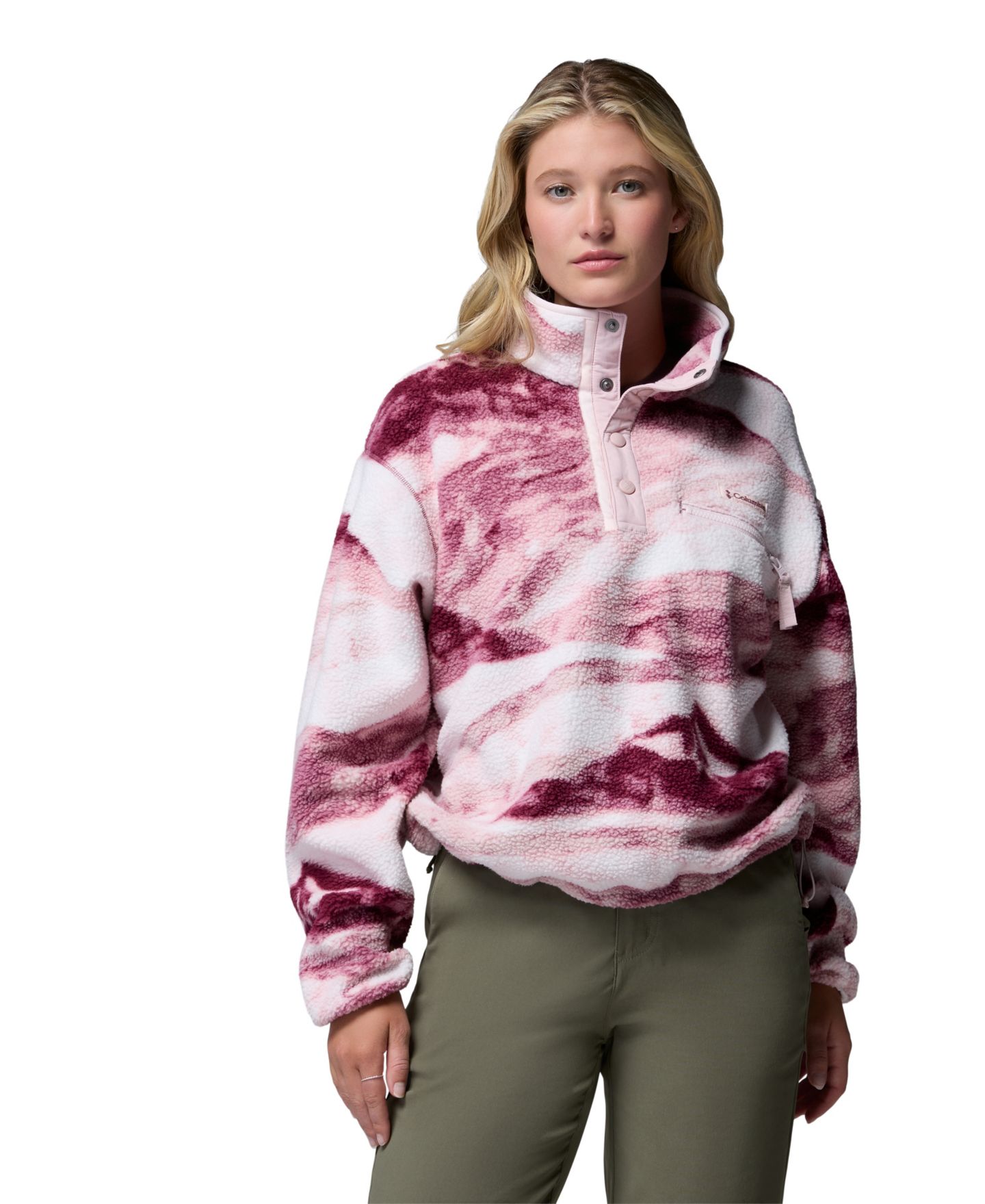 Женский топ Columbia Helvetia™ II Printed Cropped Half-Snap Fleece, цвет: Чёрный — фото 7