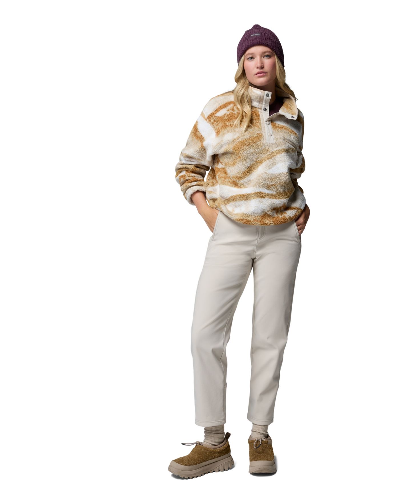 Женский топ Columbia Helvetia™ II Printed Cropped Half-Snap Fleece, цвет: Чёрный — фото 17