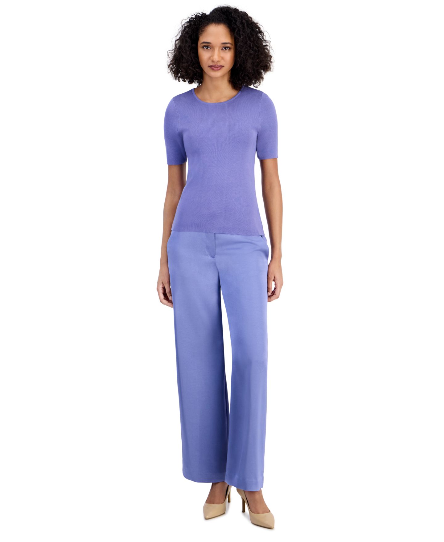 Женский свитер Tahari ASL Short-Sleeve Scoop-Neck, цвет: Синий морозный — фото 3