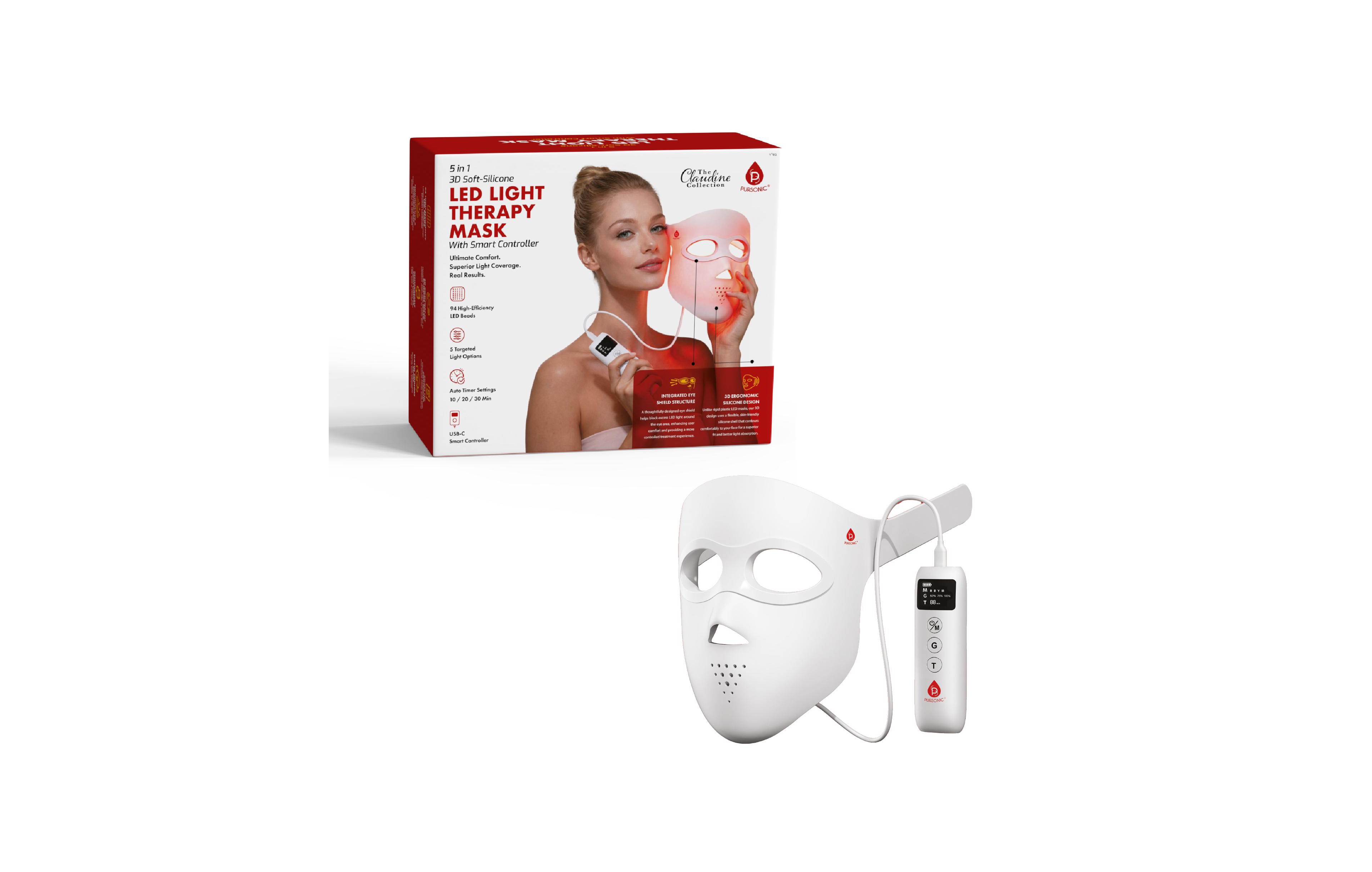 Pursonic 3D Soft-Silicone Led Light Therapy Mask with Smart Controller