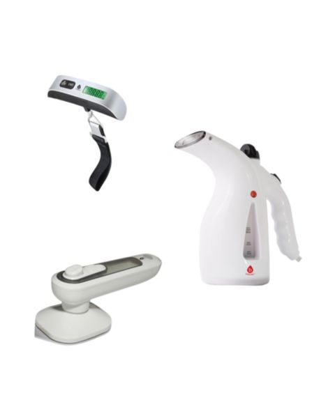 Чемоданы PURSONIC Travel Essentials Bundle: Digital Luggage Scale, Handheld Garment Steamer and Portable Travel Iron, цвет: Белый