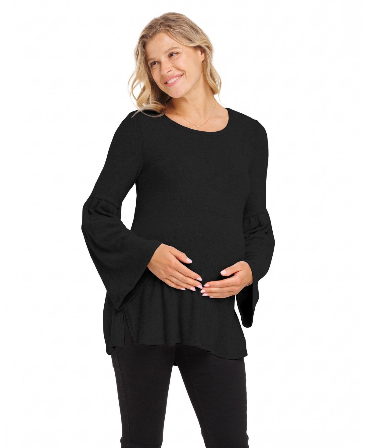 Hello Miz Women's Round Neck Bell Sleeve Top