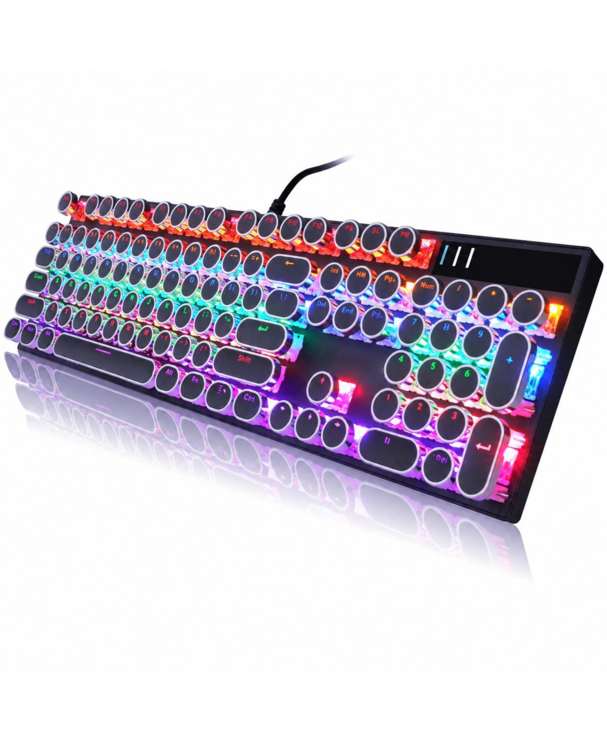 Lofree Typewriter Style Mechanical Gaming Keyboard Rgb Backlit 104 Keys Wired Round Keycaps - Black (circle)