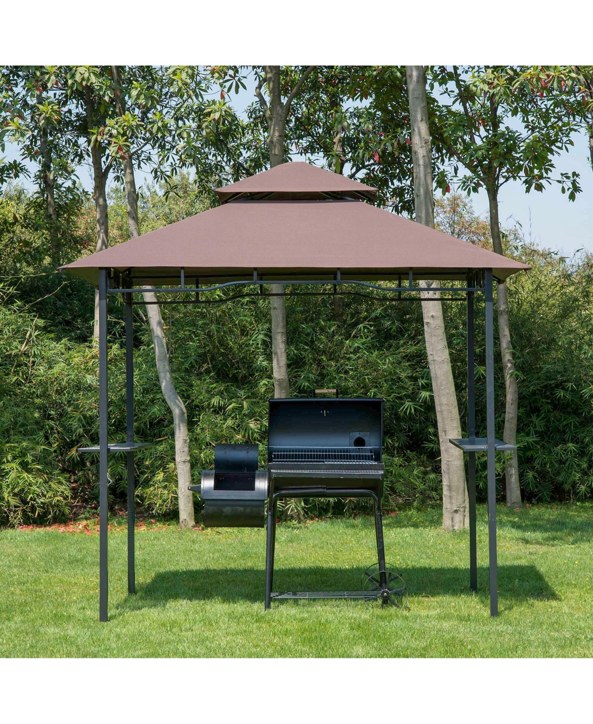 Sevorley Camping Tent / Party Tent, Coffee, Steel, Polyester Construction, Double layered canopy cover provides enhanced