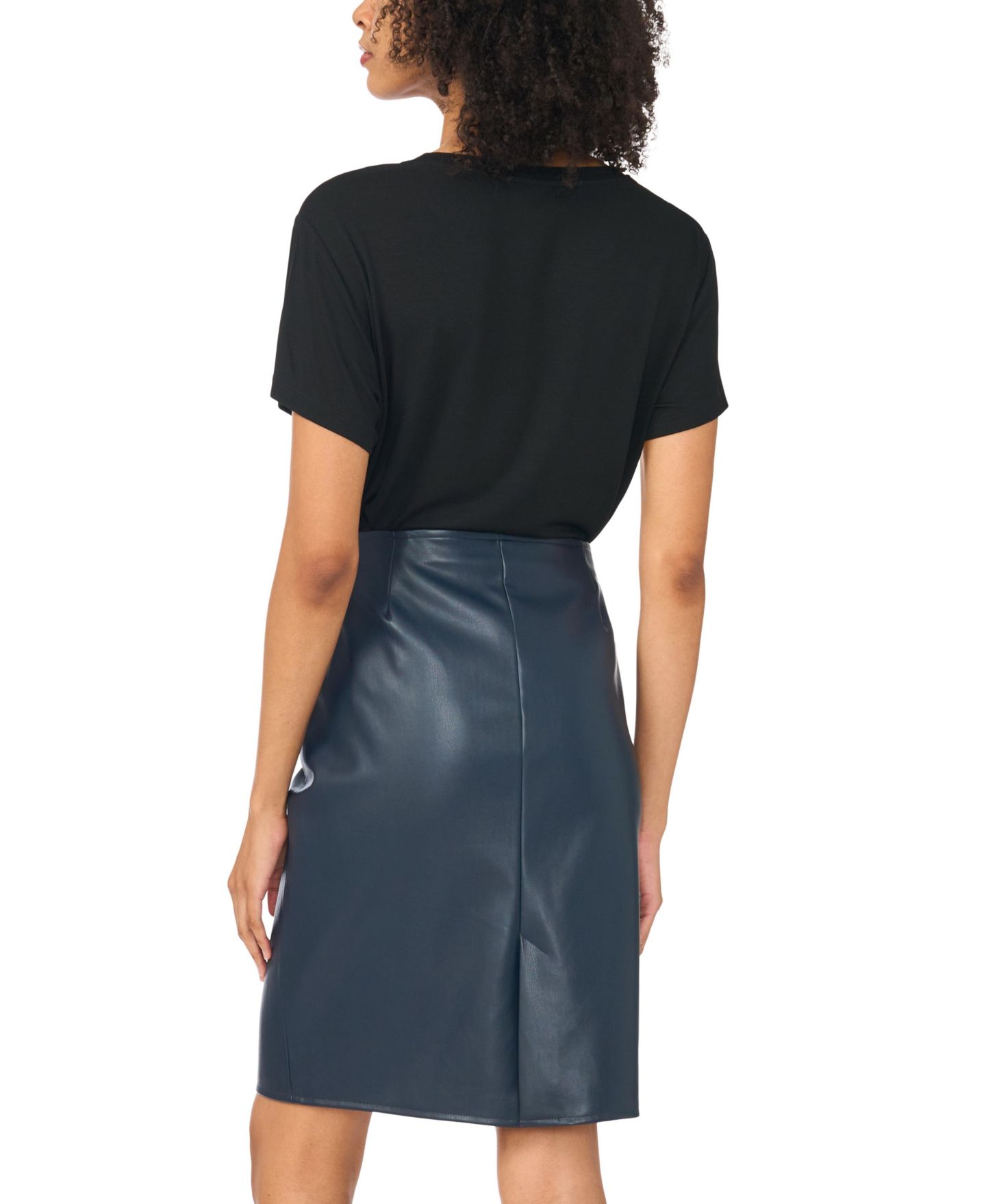 Женская юбка Vince Camuto High-Waisted Pencil Faux Leather, цвет: Насыщенный тёмно-синий — фото 4