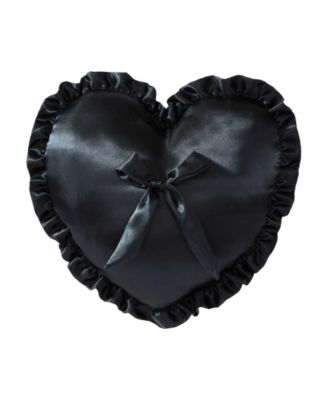 Satin Heart Black Satin Decorative Pillow