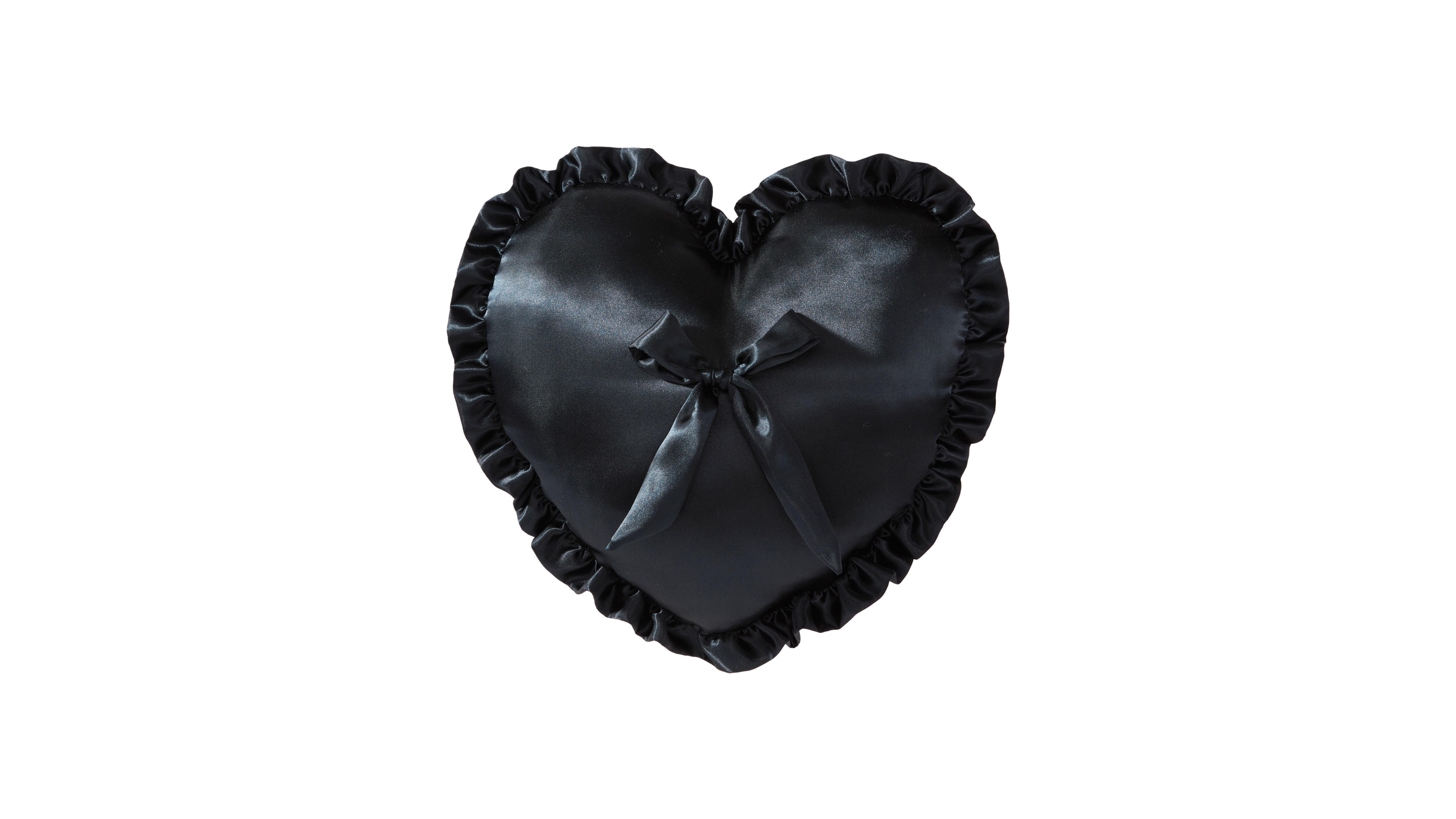 Betsey Johnson Satin Heart Black Satin Decorative Pillow
