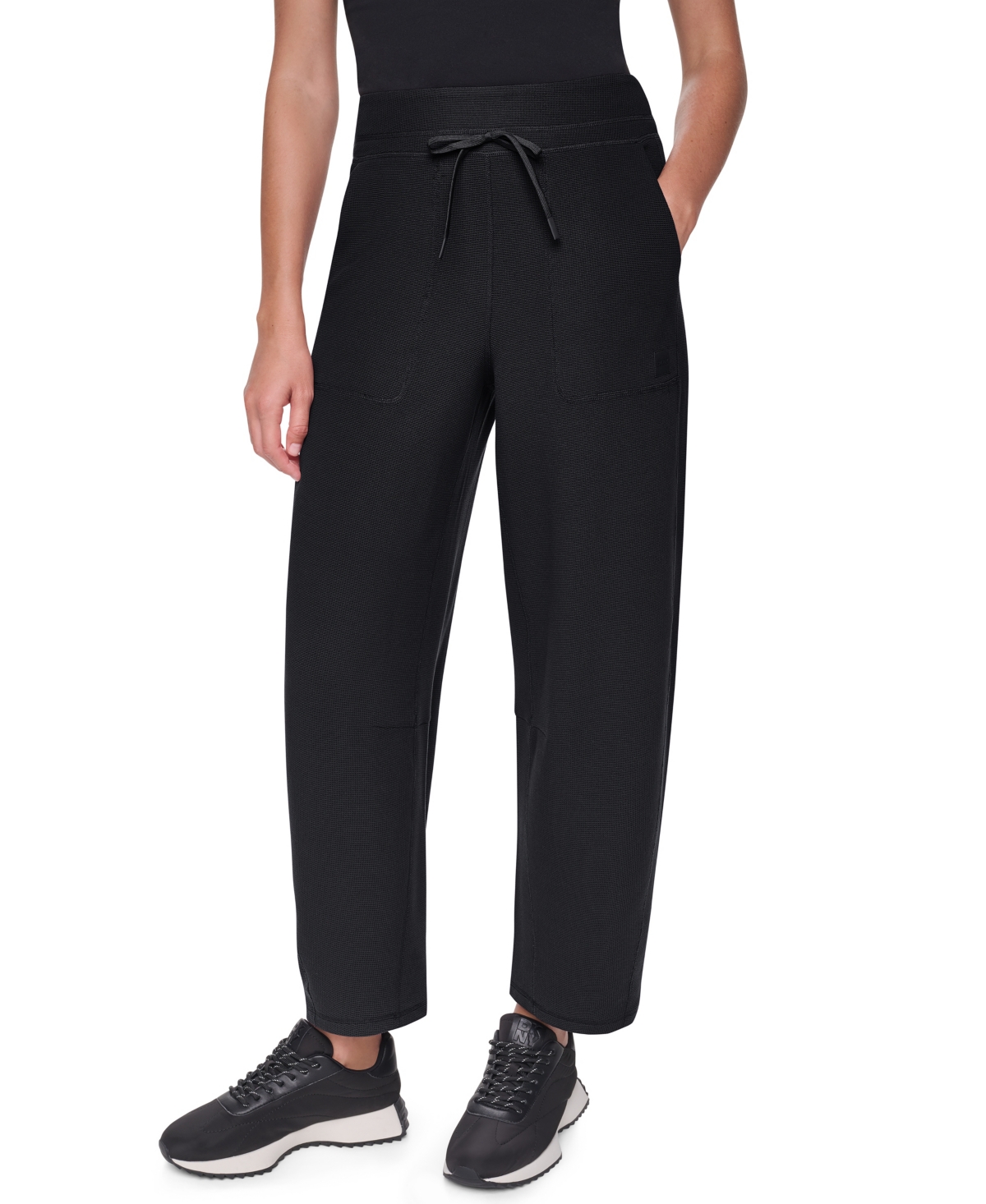 Dkny Sport Women's Transcend Thermal High-Waist Barrel-Leg Pants - Black
