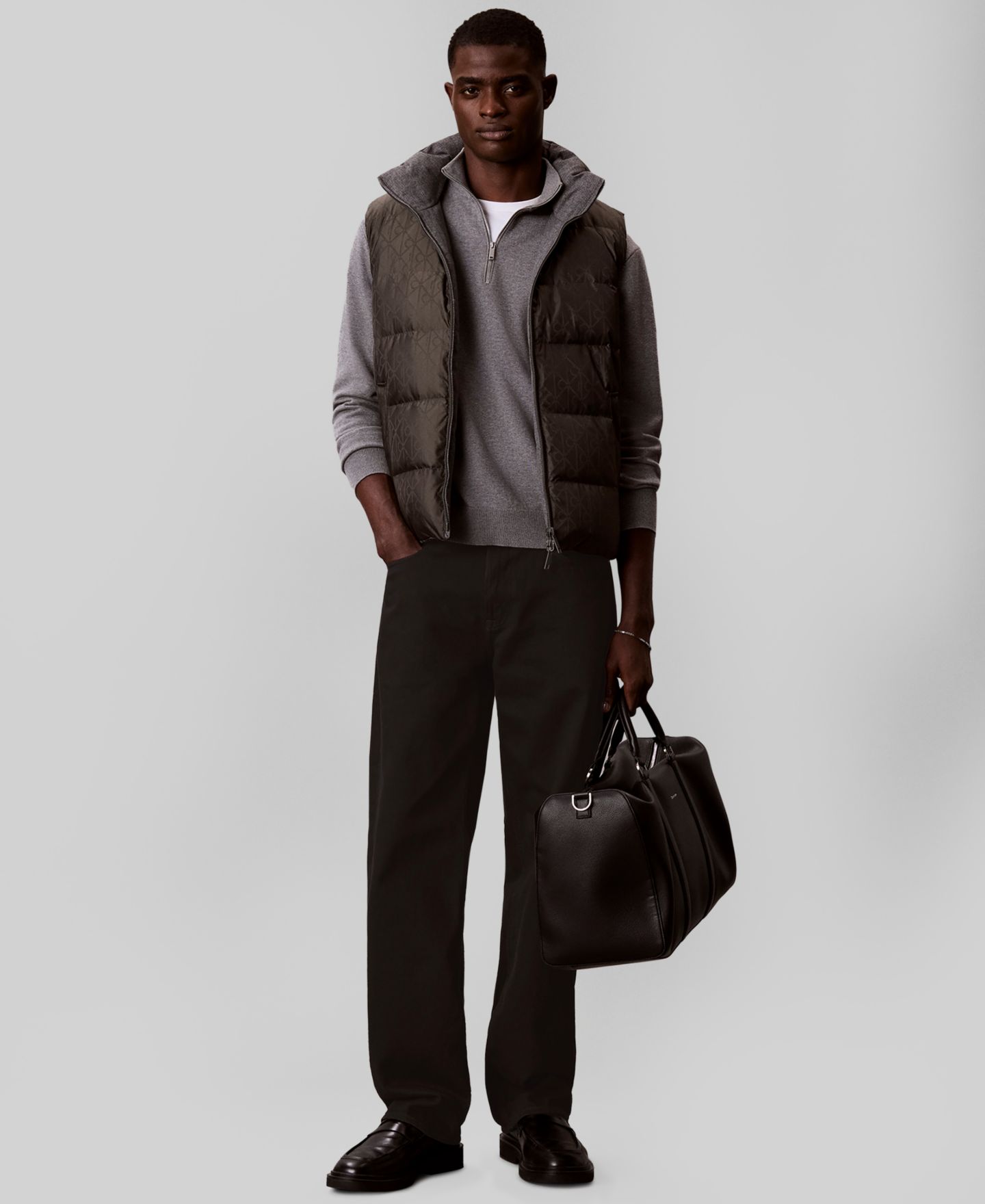 Мужской жилет Calvin Klein Reversible Puffer Full-Zip Vest, цвет: Beluga — фото 2