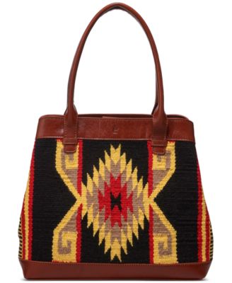 Gatlin Leather Woven Aztec-Print Shoulder Handbag