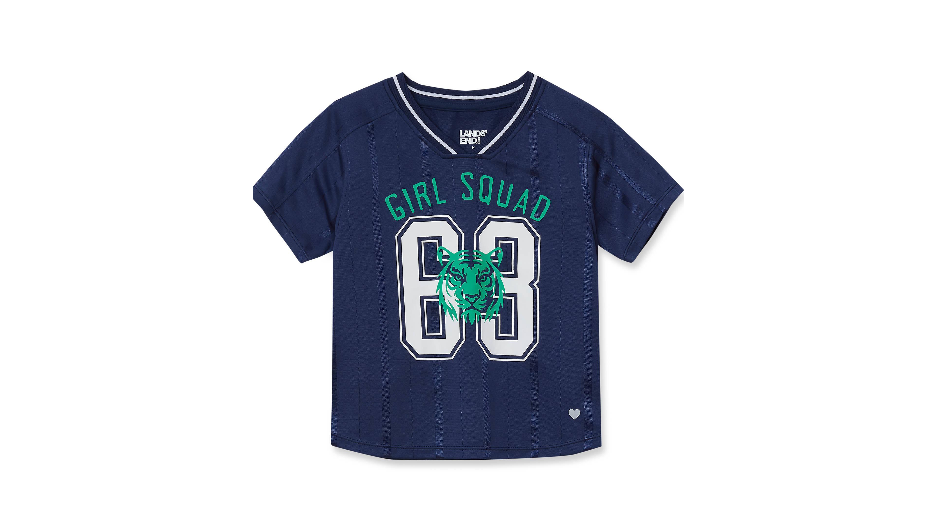 Lands' End Girls (Xs-xl) Short Sleeve Soccer Jersey Top