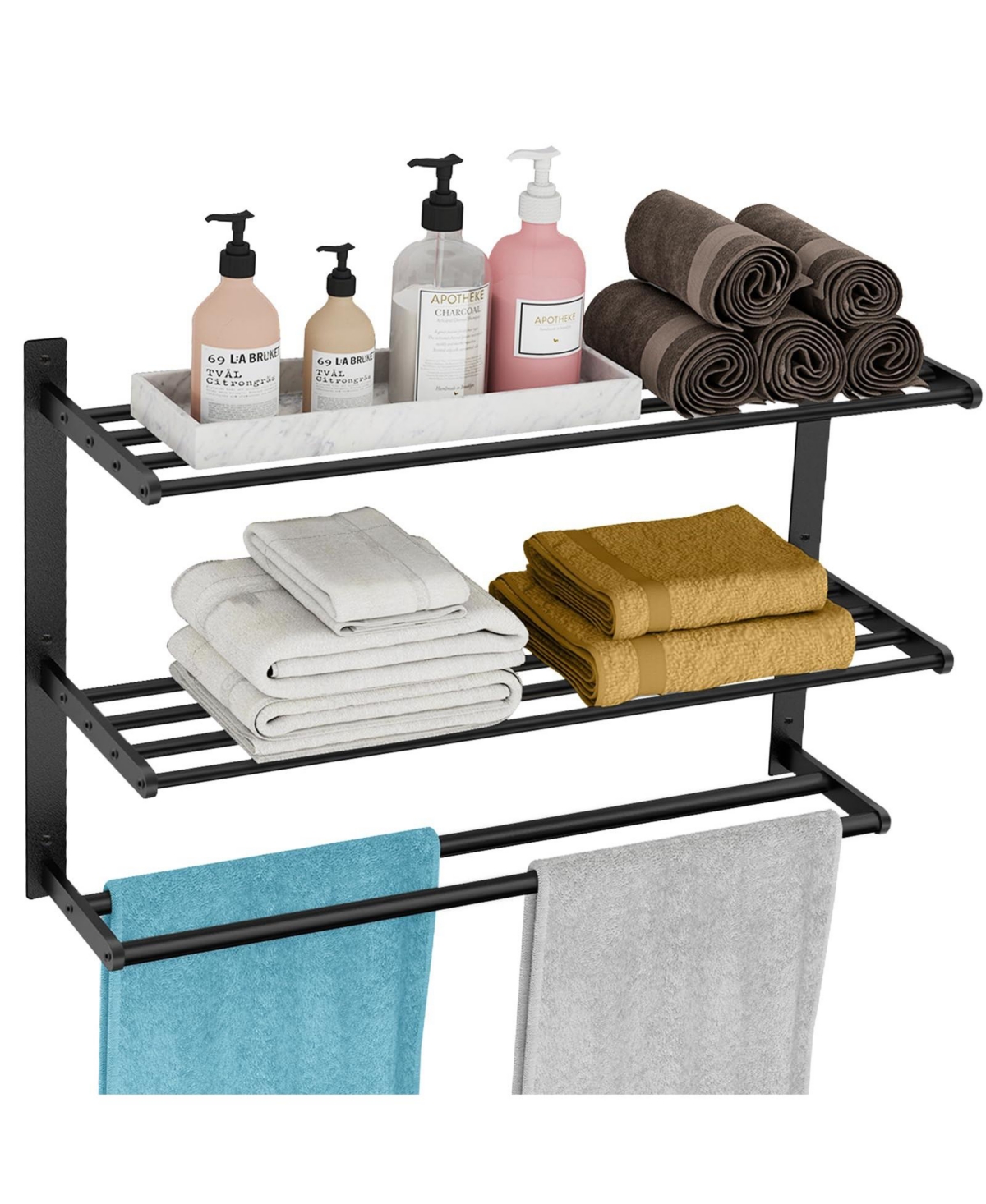 Cyqbd 24 Inch Towel Racks Bathroom Hardware Wall-mount 3Tier