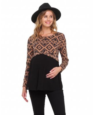 Maternity Color-Block Long-Sleeve Tunic