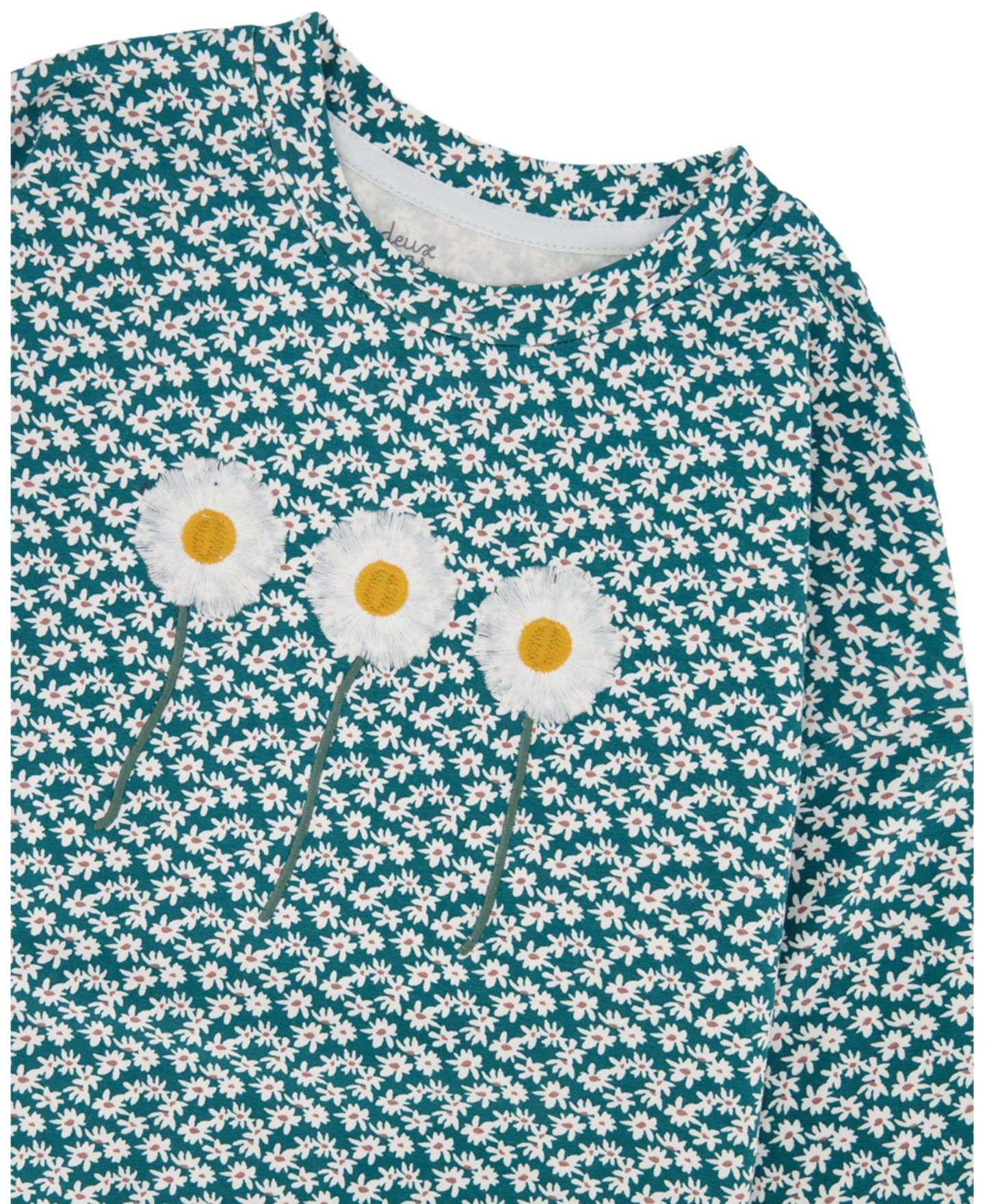 Футболка Deux par Deux Printed Jersey Long Sleeve для девочек-малышей, цвет: Зелёный с принтом — фото 7