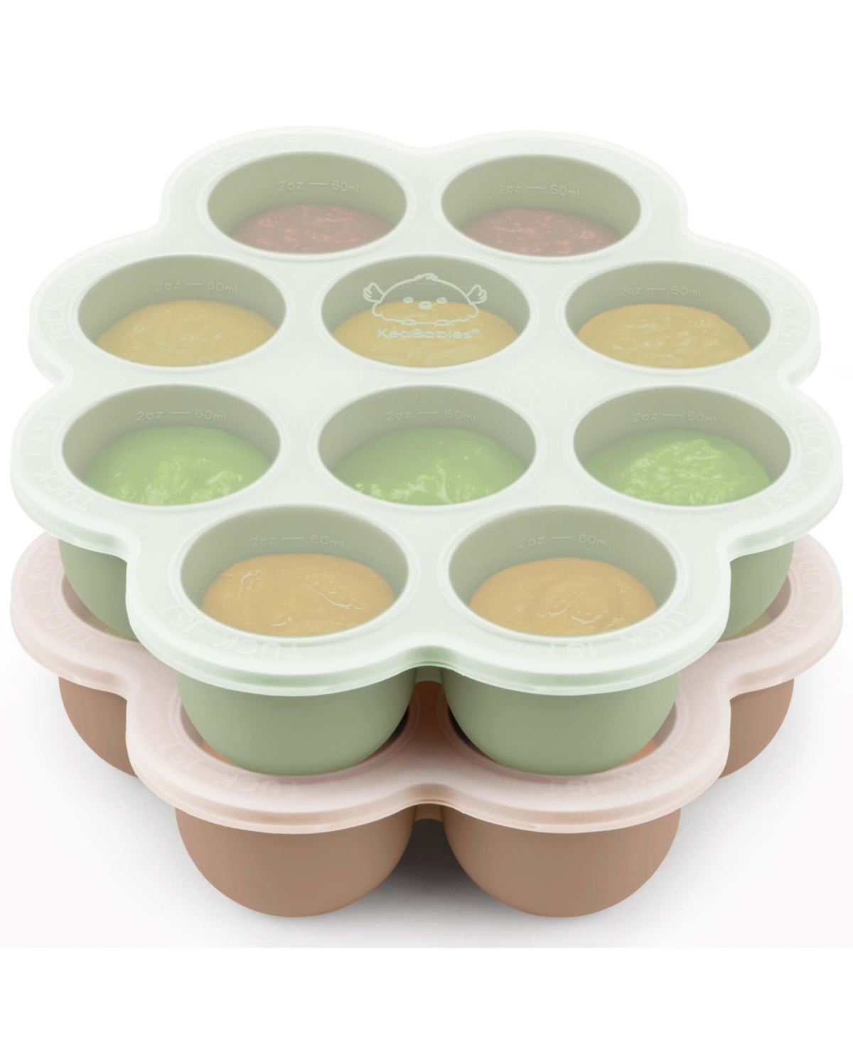 KeaBabies Prep Silicone Baby Food Freezer Tray with Clip-on Lid, 2oz x 10, 2-Pack