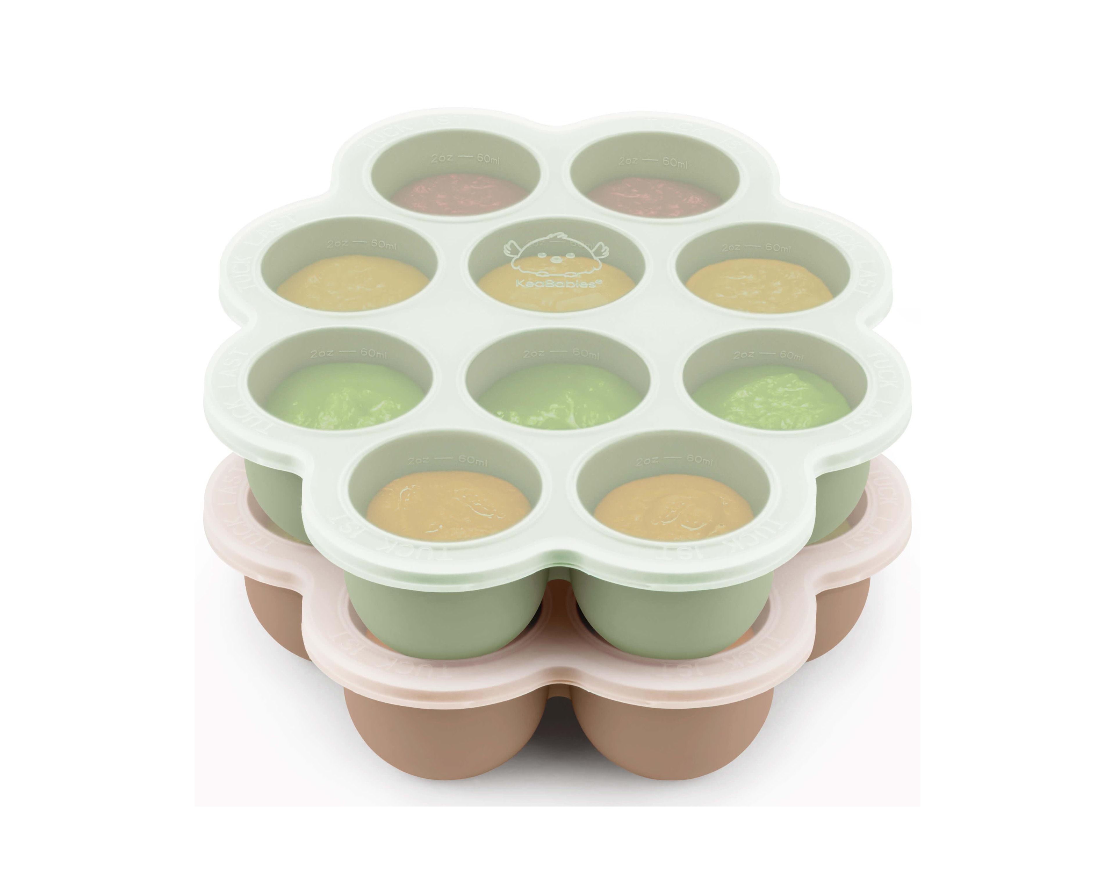 KeaBabies Prep Silicone Baby Food Freezer Tray with Clip-on Lid, 2oz x 10, 2-Pack