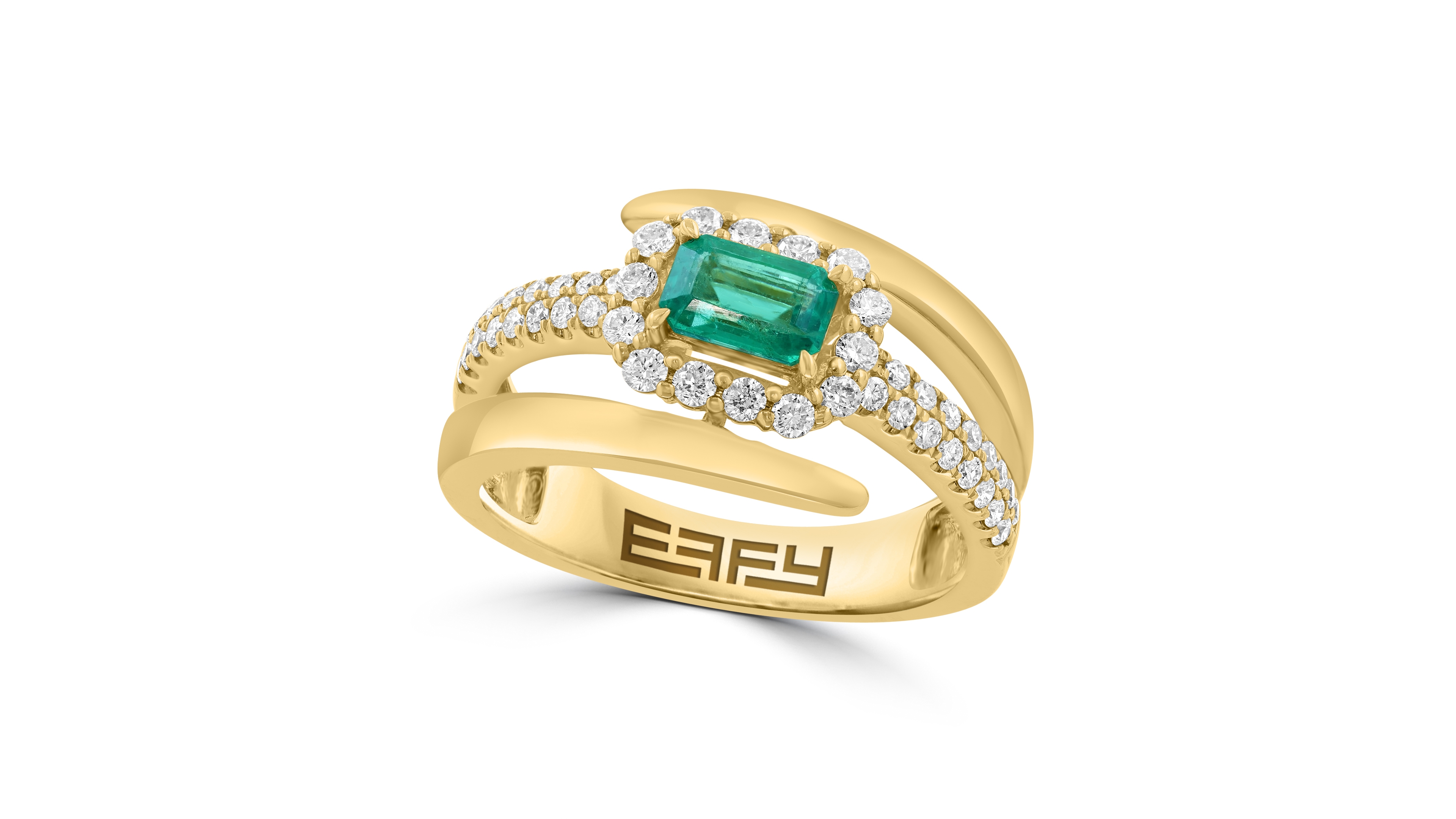 Effy Collection Emerald-Cut Diamond Cocktail Ring (1 1/8 ct. t.w.) in 14k Yellow Gold