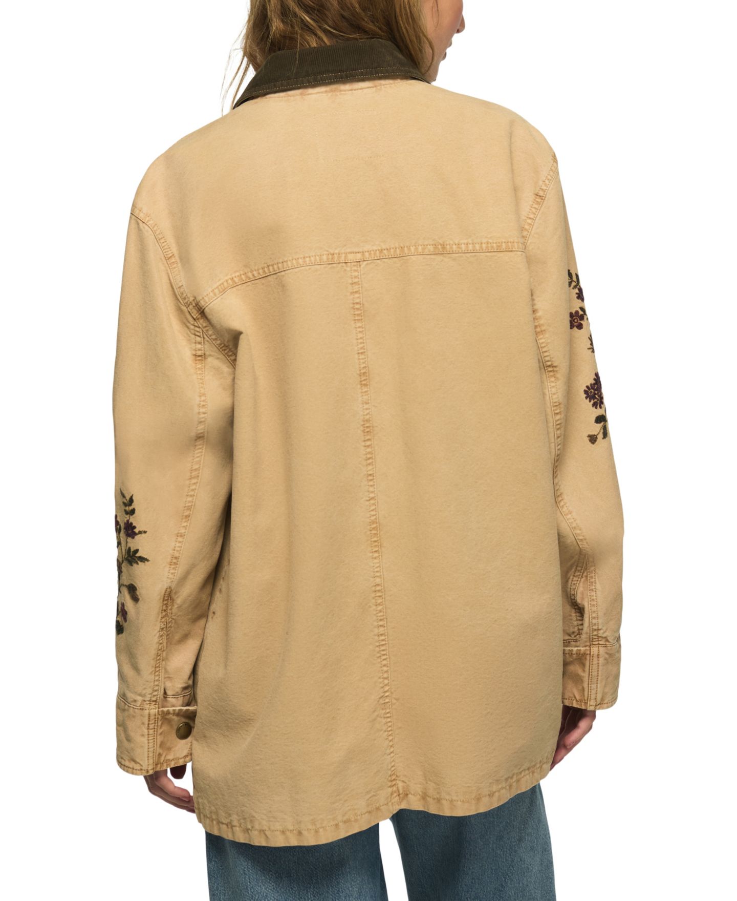 Женская куртка Lucky Brand Canvas Oversized Floral-Embroidered Field, цвет: Рыжевато-коричневый — фото 5