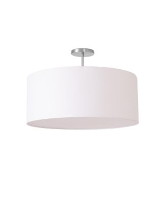 Stretch 22" Semi-Flush Mount - Satin Nickel, Steel, Linen Drum Shade, Dimmable