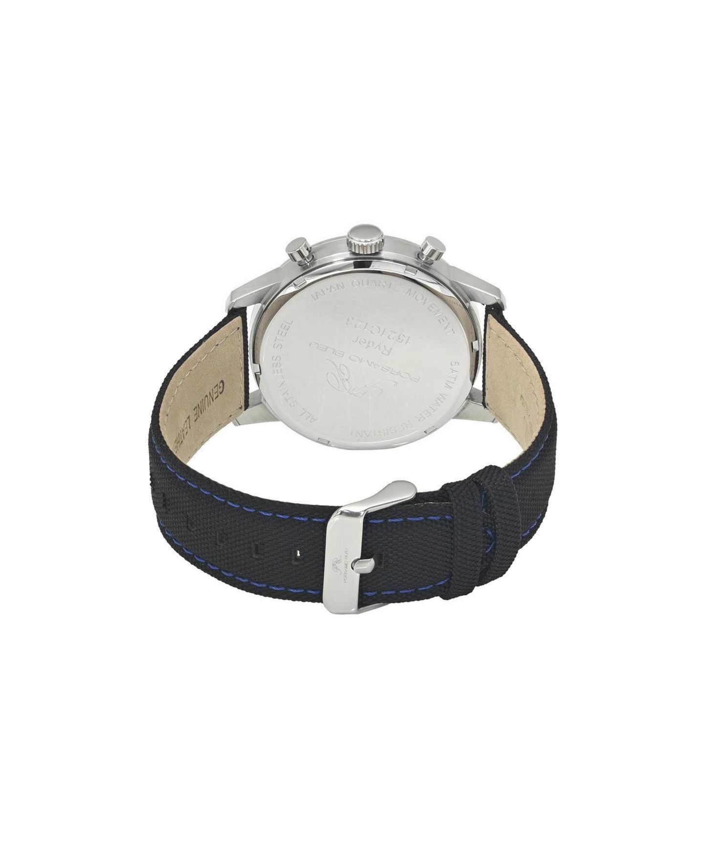 Мужские часы Porsamo Bleu Ryder Chronograph Canvas Band Watch, 44 mm, цвет: Серебристый / Чёрный — фото 3
