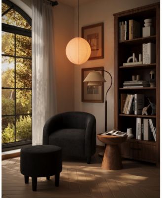 Barrel Accent Chair with Ottoman, Club Armchair and Footrest