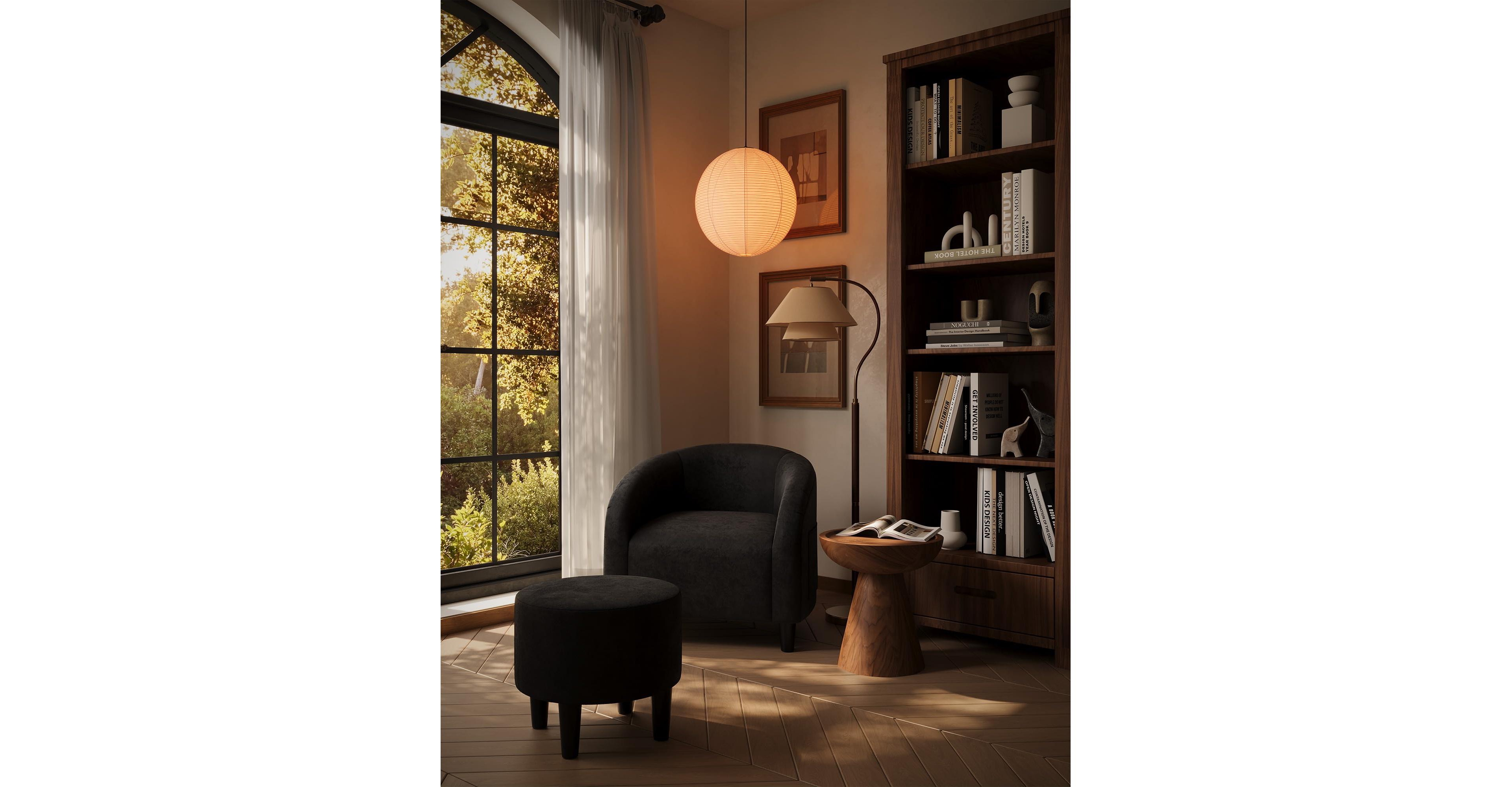 homfan Barrel Accent Chair with Ottoman, Club Armchair and Footrest