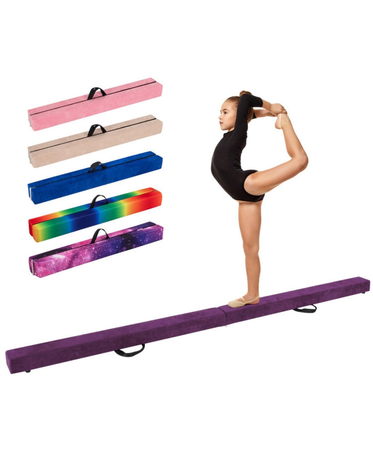 Sugift 9 Ft Folding Gymnastics Balance Beam with Anti-Slip Base